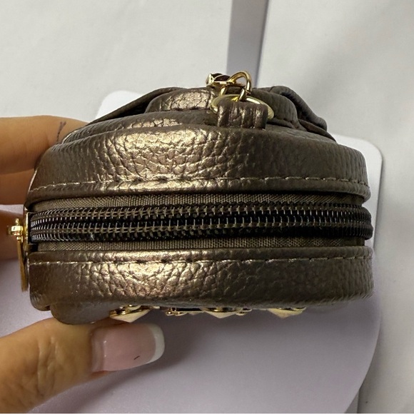 Gold Studded Bronze Mini Backpack Keychain FOB Bag Charm - Picture 5 of 9